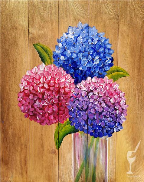 Afternoon Class-Hydrangeas on Gold