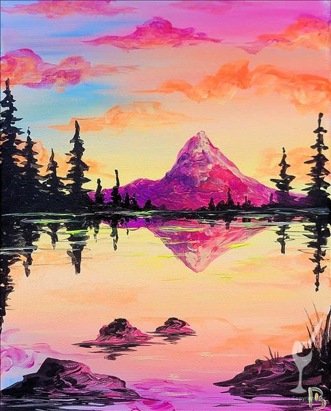 Neon Mountain Sunset