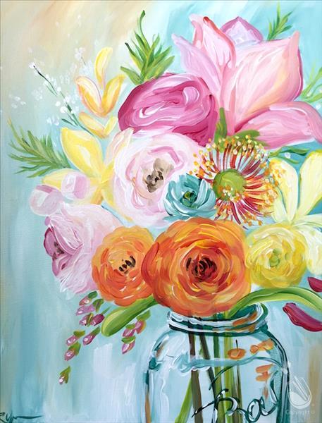 Vibrant Spring Flowers - CANVAS or WOOD! +Candle