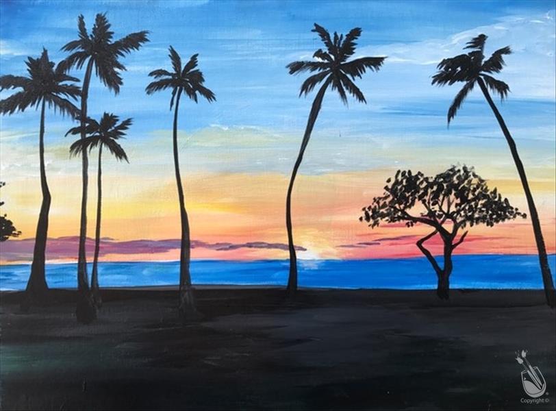 Florida Palms at Sunset **Add A Candle**